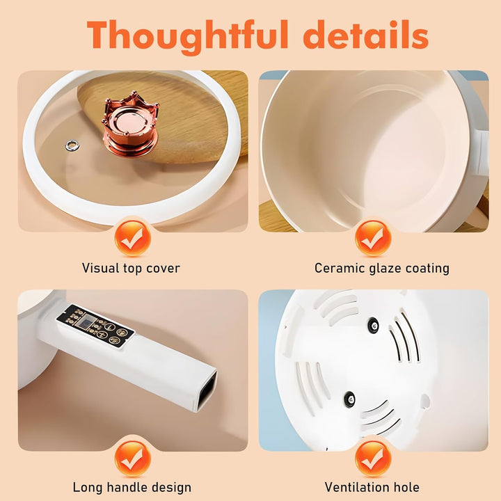 Elektrische Hot Pot Topf Mit Dampfgarer, Elektrischer Hot Pot 1,6 L, Mini Antihaft Multikocher, Anti