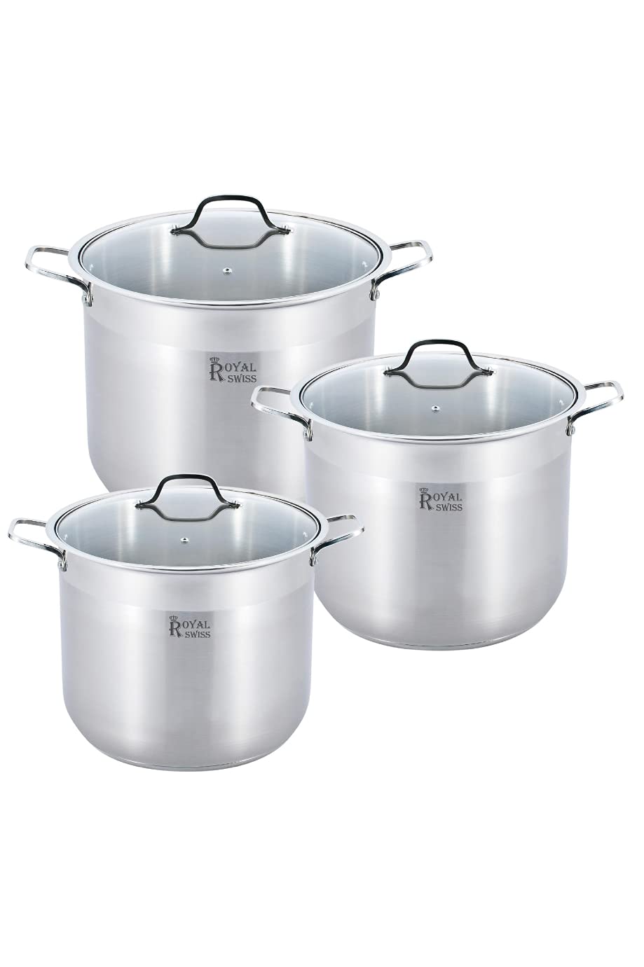 Royal Swiss - Set mit 3 Kochtöpfen (16 l, 19 l, 22,5 l).