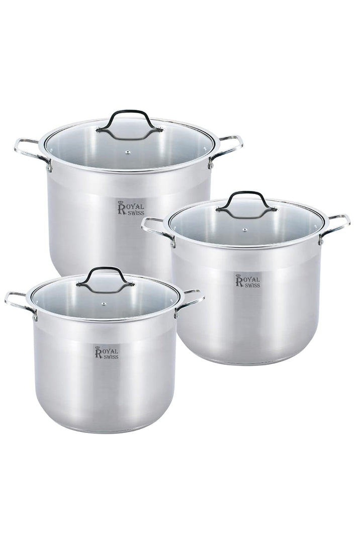 Royal Swiss - Set mit 3 Kochtöpfen (16 l, 19 l, 22,5 l).