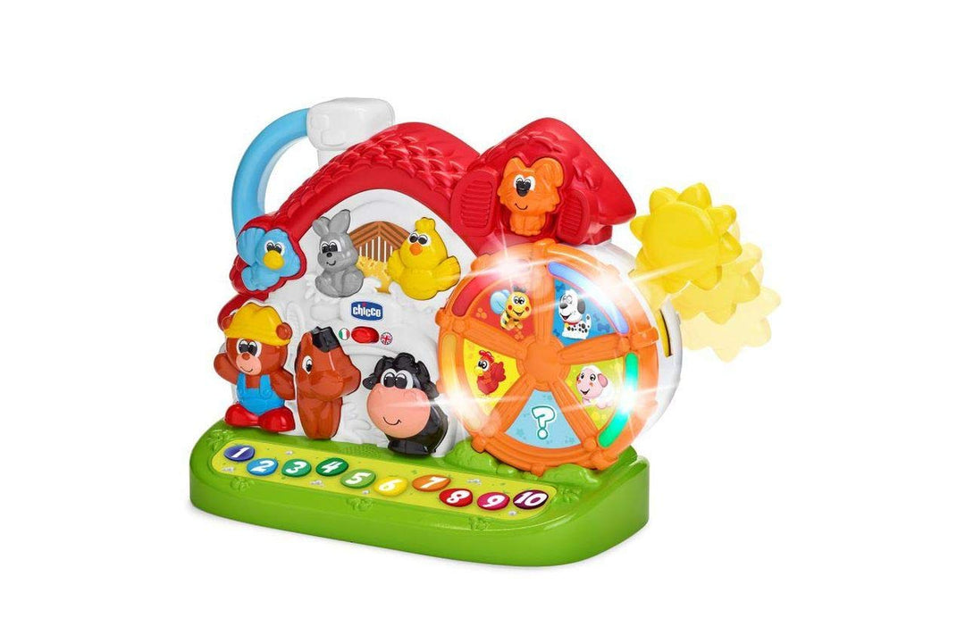 Chicco Sprechender Bauernhof Bilinguales Italienisch/Englisch Kinderspielzeug mit Tieren, Licht und