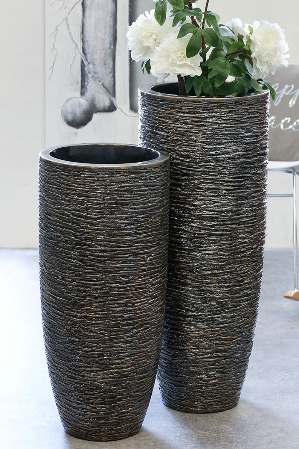 Casablanca - Indoor Pflanzgefäss - aus Poly antik Bronze - für den Innenbereich - H 76 cm