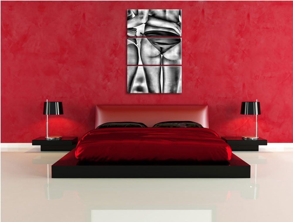 Pixxprint Sexy Girl Bikini als Leinwandbild/Grösse: 3 Teilig (120x80) cm/Wandbild/Kunstdruck/fertig