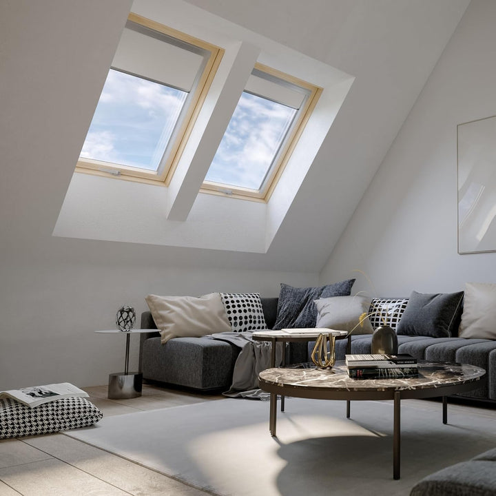 BAUBAY 55x78 cm Dachfenster aus Holz | Fenster mit 2-fach Verglasung | inkl. Eindeckrahmen für Dachz