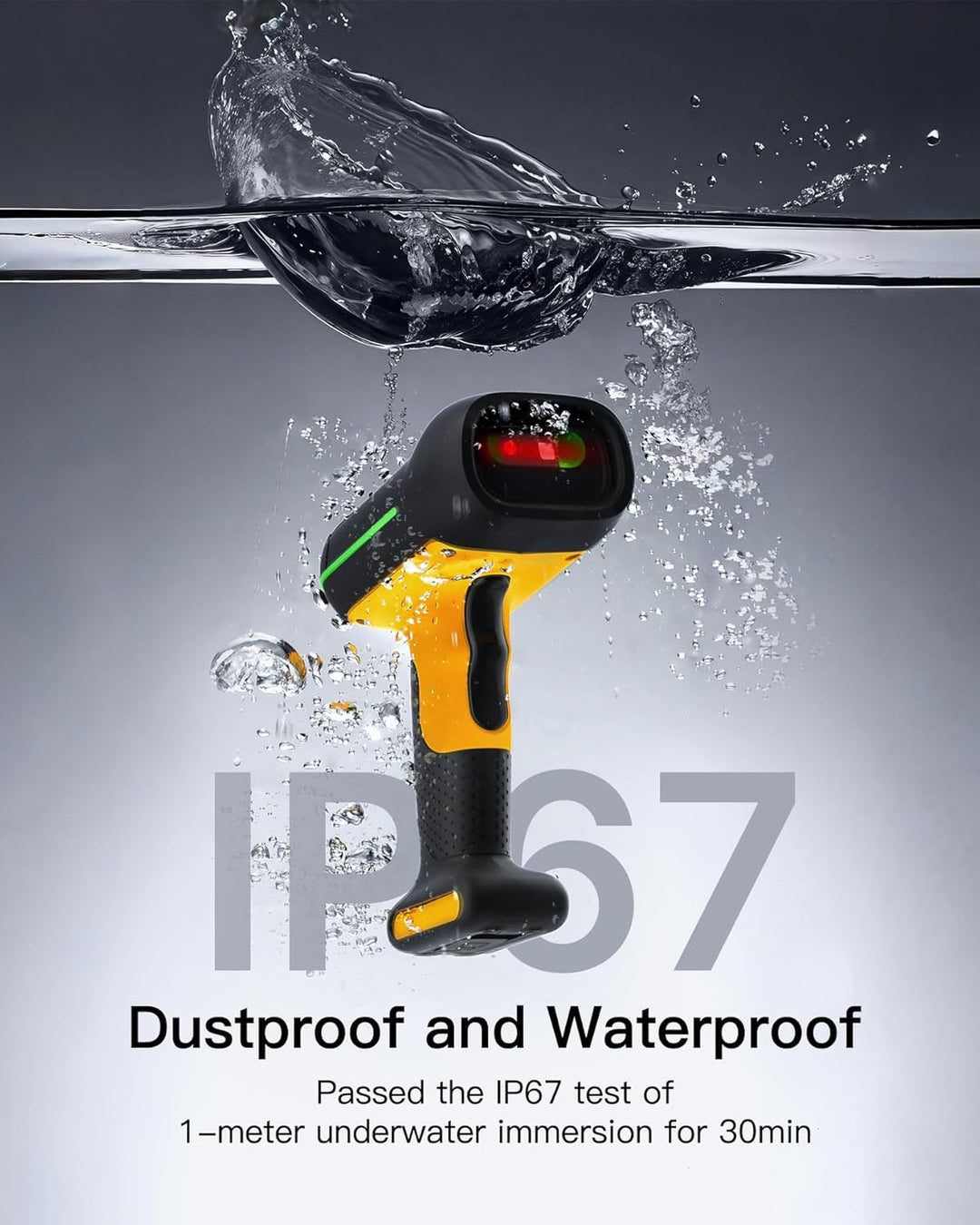 Inateck IP67 Barcode Scanner Kabellos 1D, Wasser-und Staubdicht, BCST-61 | Industrial, Bluetooth, 2.