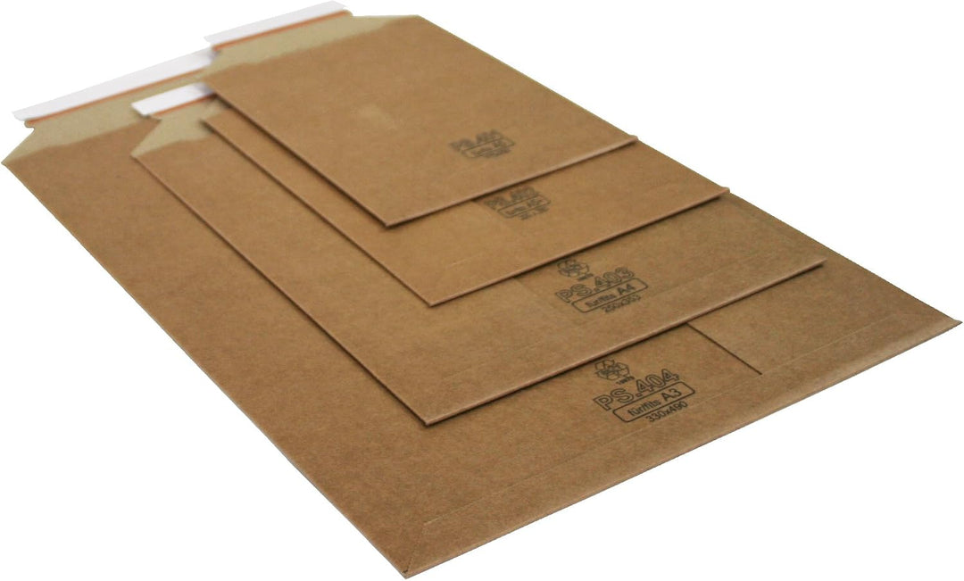 Premium Versandtaschen aus Mikro-Wellpappe Karton DIN A5+ 280x200mm bis 50mm Füllhöhe (PS.402) (25),