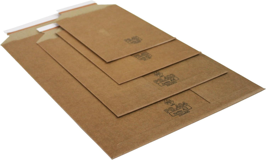 Versandtaschen Premium aus Mikro-Wellpappe Karton DIN A5 - flach:250x175mm / aufgestellt 220x125x50m