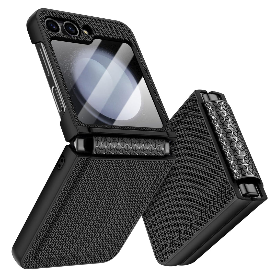 Doeshine for Samsung Galaxy Z Flip 5 Hülle mit Scharnierschutz & Displayschutzfolie, Rutschfester Te