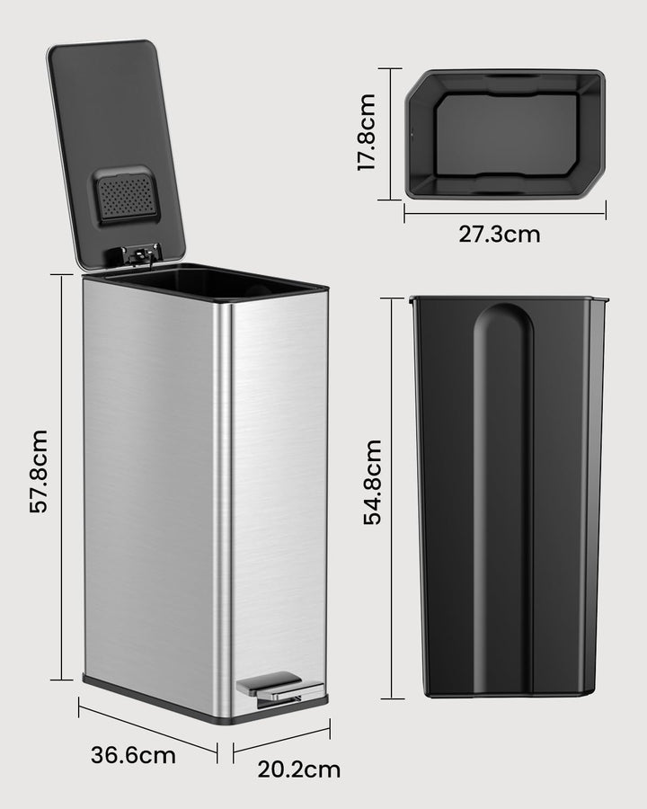 YEAUPE PRO Mülleimer Küche 20L, Abfalleimer Küche mit Pedal, Edelstahl Treteimer mit Soft-Close Deck