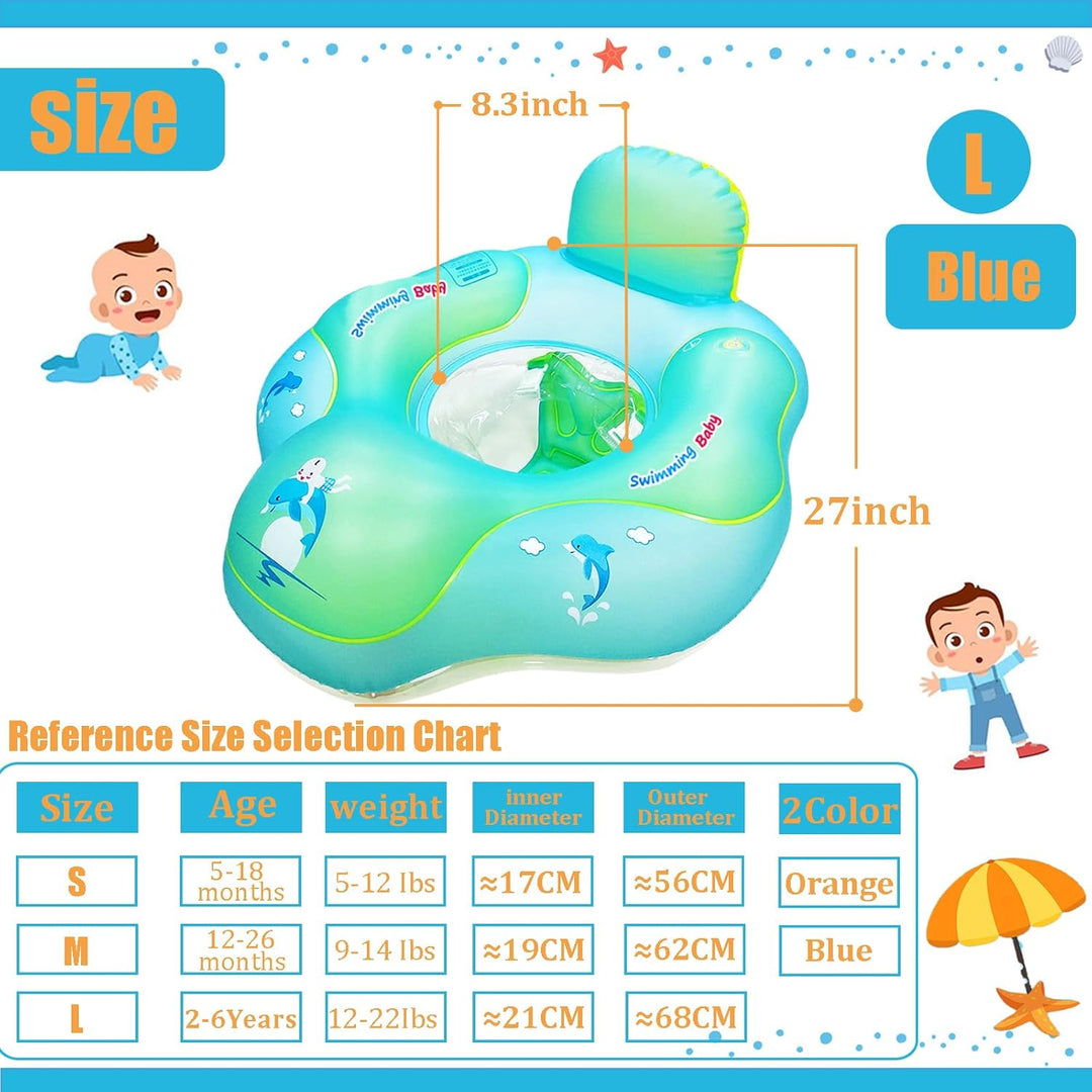 Schwimmring für Neugeborene, 3–12 Monate, Orange, aufblasbarer Baby-Pool-Schwimmring mit Sicherheits