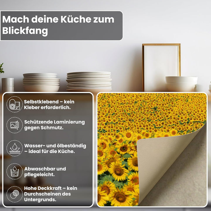 DIMEX Küchenrückwand Folie selbstklebend SONNENBLUMENFELD | Klebefolie - Dekofolie - Spritzschutz fü