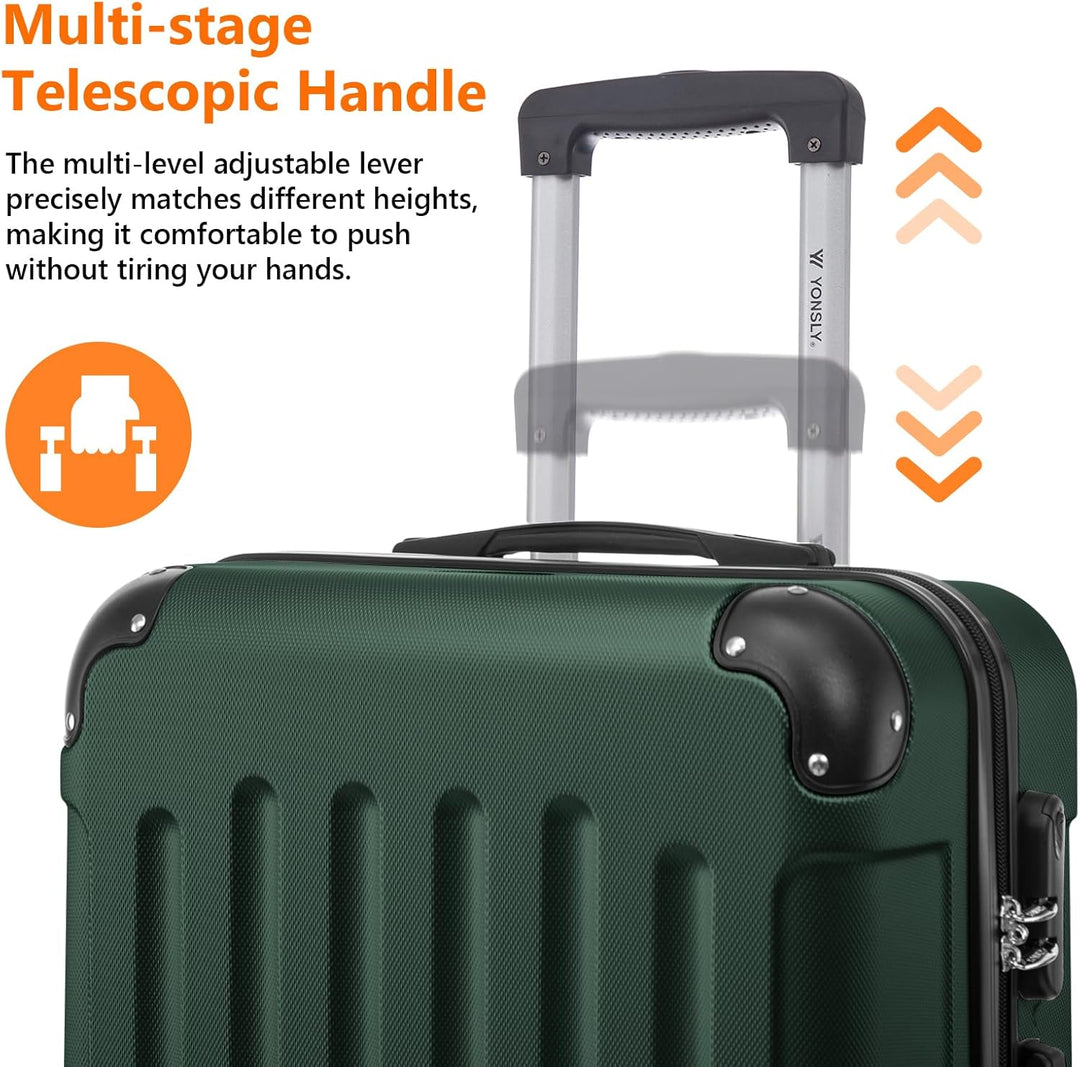 Gepäck Suitcase Reisekoffer, Trolley Rollkoffer Handgepäck, Hartschalenreisekoffer mit 360° Lenkroll