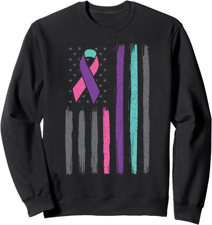 Thyroid cancer ribbon us flag thyroid cancer awareness Sweatshirt