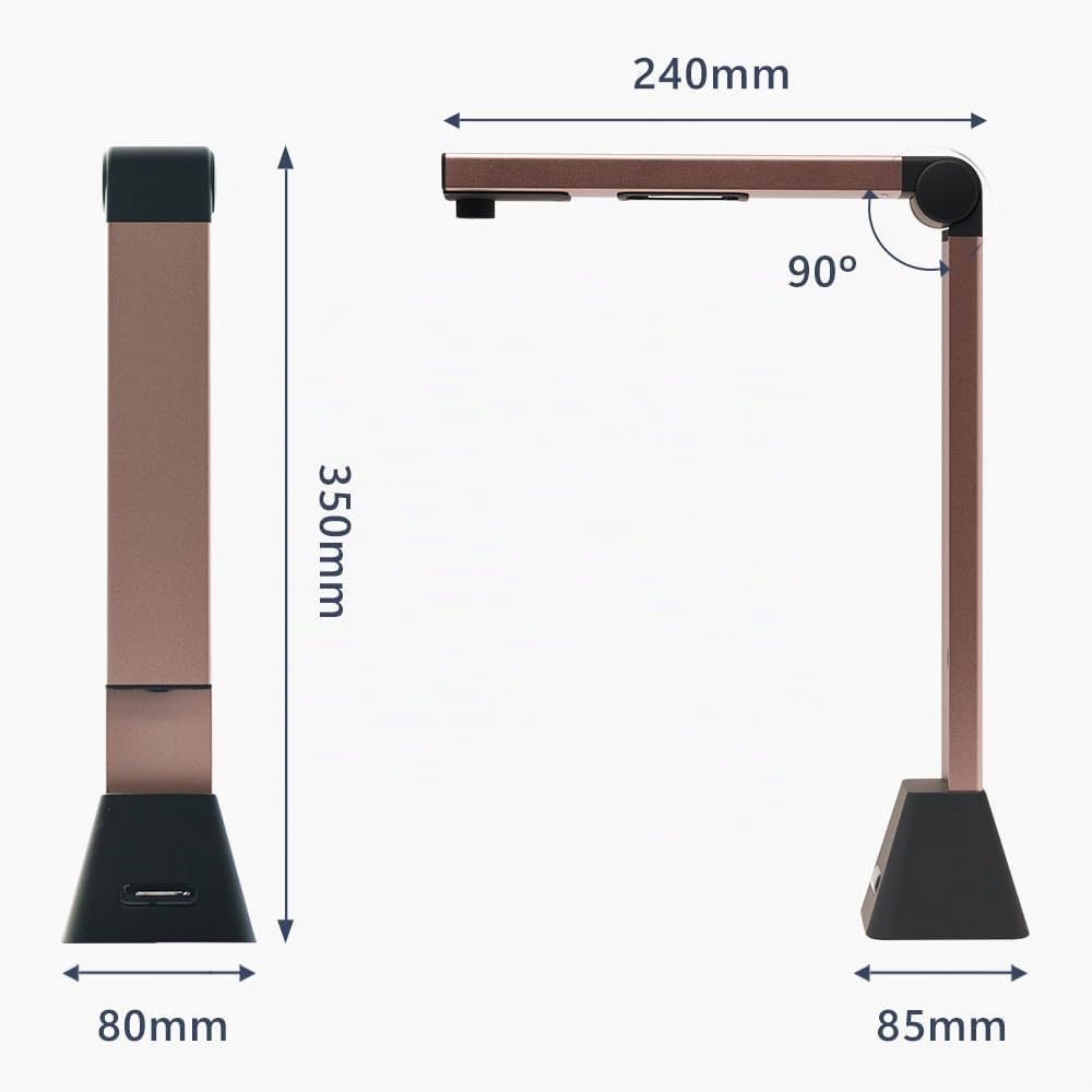 Dokumentenscanner Kamera USB 8MP: A3 Buchscanner OCR tragbar für Lehrer | Flachbett Scanner Visualiz