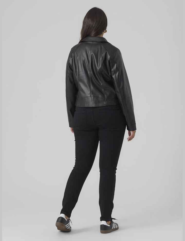 VERO MODA CURVE Damen Vmcbellaanna Short Coated JKT Cur Noos PU Jacke, 52