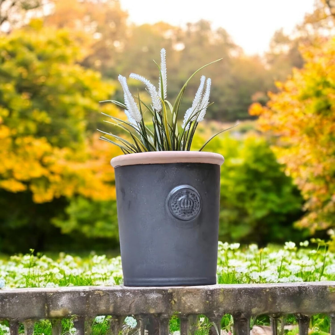 Pflanzgefäss Blumentopf Übertopf Krone Steinzeug glasiert Weiss Grau Türkis 34cm 45cm absolut Frostf