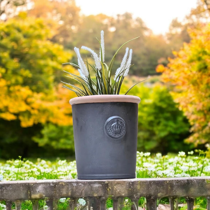 Pflanzgefäss Blumentopf Übertopf Krone Steinzeug glasiert Weiss Grau Türkis 34cm 45cm absolut Frostf