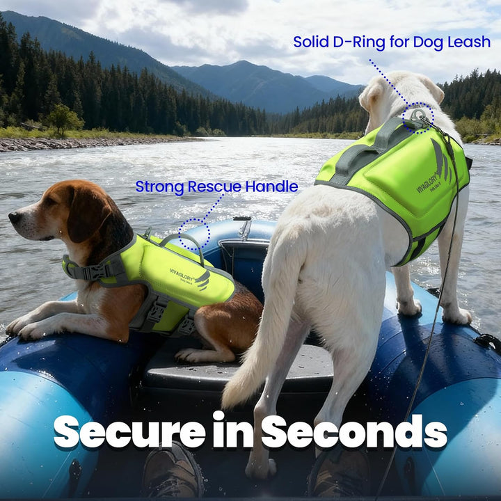 VIVAGLORY Hunde Schwimmweste High Buoyancy Hundeschwimmweste, XL, Neongelb | Rettungswesten Hunde-Sc