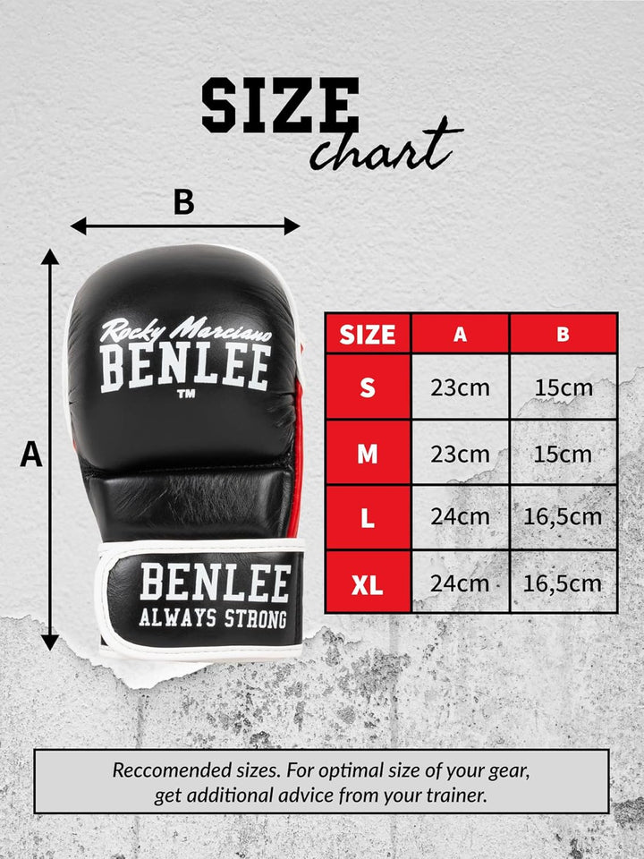 BENLEE MMA-Trainingshandschuhe aus Leder (1 Paar) Striker S/M Schwarz, S/M Schwarz