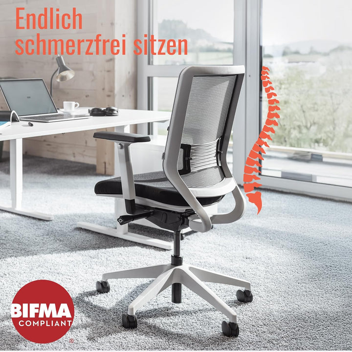 Yaasa Chair Ergonomischer Bürostuhl, Schreibtischstuhl mit Lordosenstütze, 3D-Armlehnen und Einstell