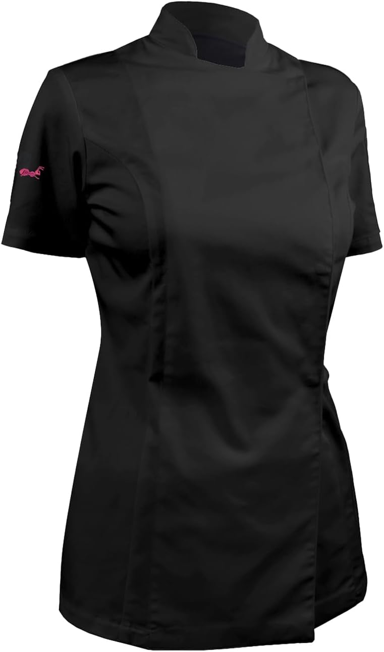 strongAnt Kochjacke Damen kurzarm Stretch mit Druckknöpfen oder Reissverschluss Kochuniform XS Schwa