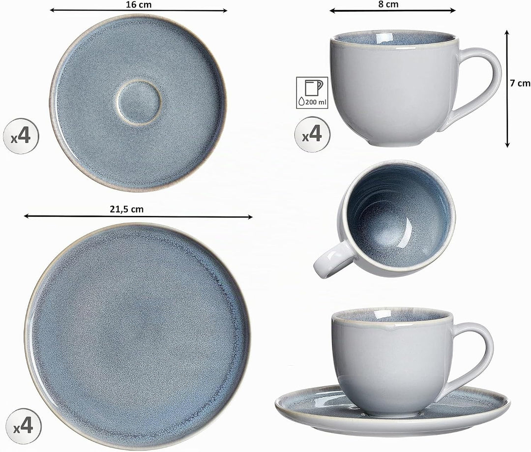 Kaffeeservice Skagen Stone, 12-teilig, Graublau, Kaffeeservice