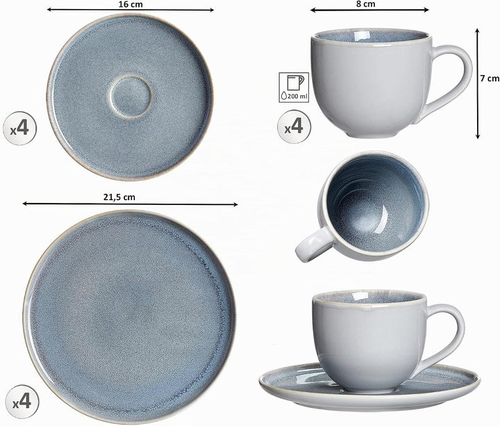 Kaffeeservice Skagen Stone, 12-teilig, Graublau, Kaffeeservice
