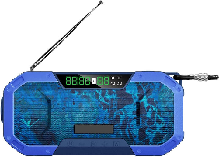 Kavolet Solar Radio, Tragbar Kurbelradio Dynamo Radio mit AM/FM, 5000mAh Power Bank Ladegerät Blitzl