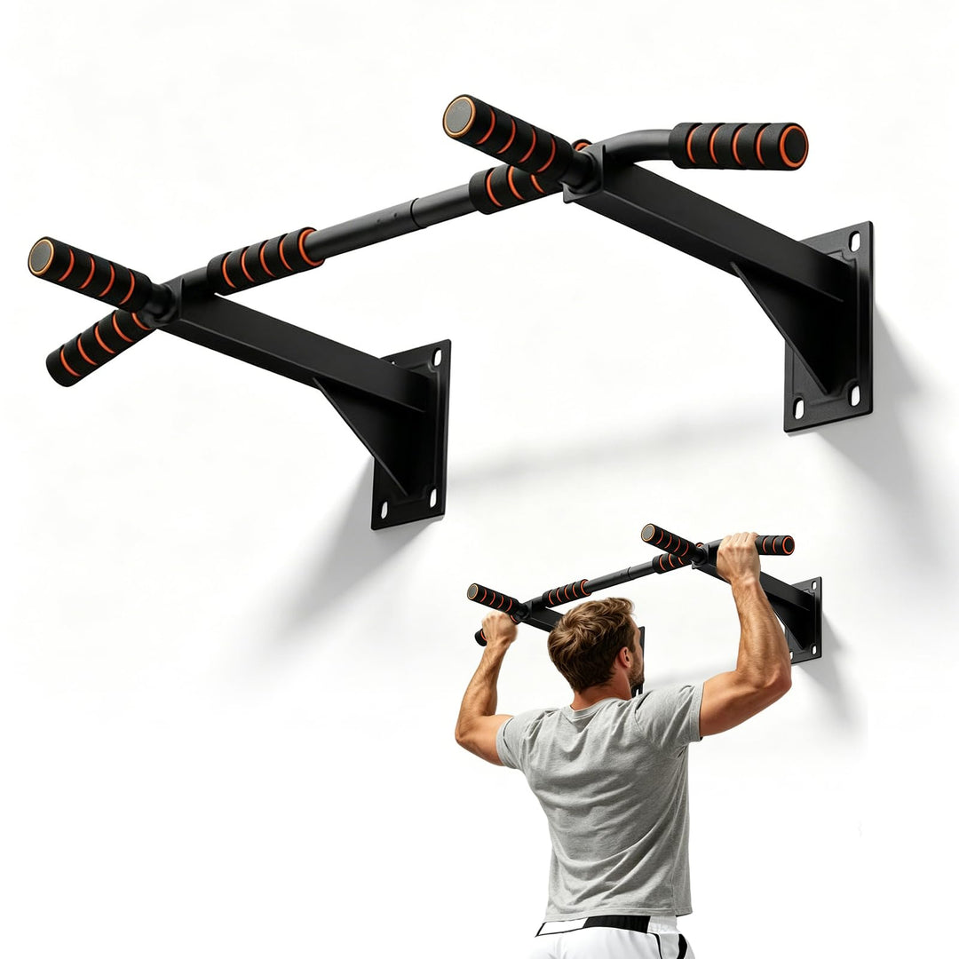 Klimmzugstange Wandmontage, Wand Pull Up Bar mit 200 kg Tragfähigkeit & Mehrfachgriffen für Heimtrai
