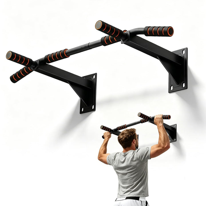 Klimmzugstange Wandmontage, Wand Pull Up Bar mit 200 kg Tragfähigkeit & Mehrfachgriffen für Heimtrai