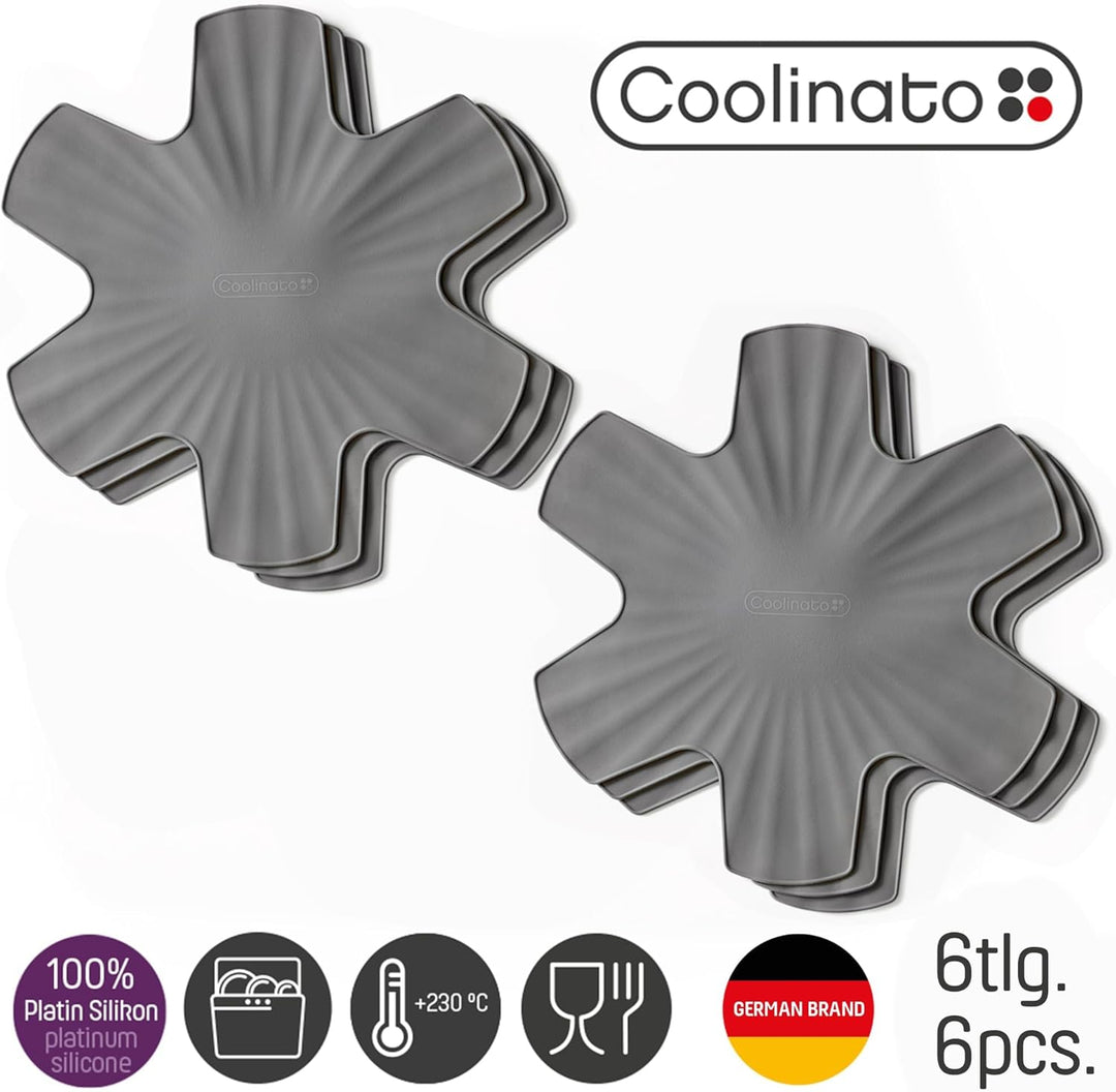 Coolinato - Pfannenschoner aus Silikon 6er Set 35 cm Grau - Universeller Topfuntersetzer, Pfannensch