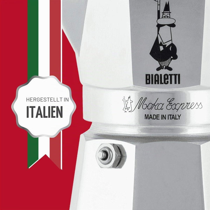 Bialetti Moka Express Espressokocher, Aluminium, Grau, 4 Tassen + Bialetti Perfetto Moka (der ideale