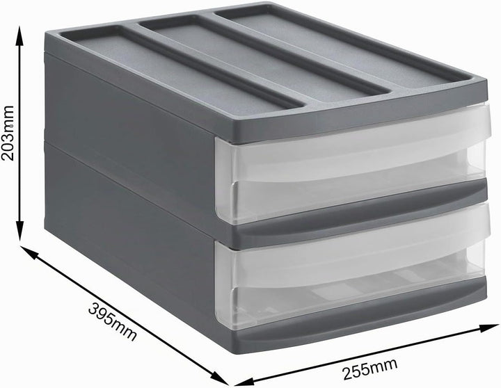 Schubladenbox mit 2 Schüben Anthrazit/Transparent M Duo, Anthrazit/Transparent M Duo