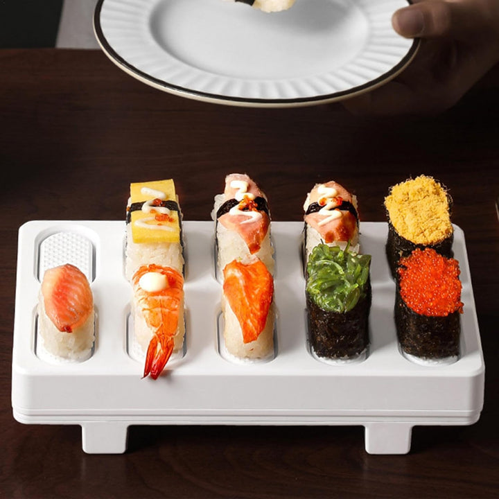 Sushi-Reisform, rechteckige Nigiri-Reiskugelform, 10-in-1 Mini-japanische Onigiri-Sushi-Form, rechte
