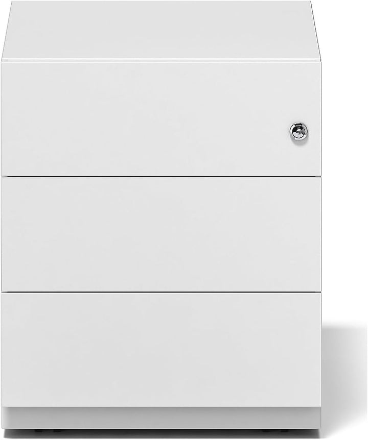 BISLEY Rollcontainer Note mit Griffleiste, 3 Universalschubladen, Metall, 696 Verkehrsweiss, 56.5 x