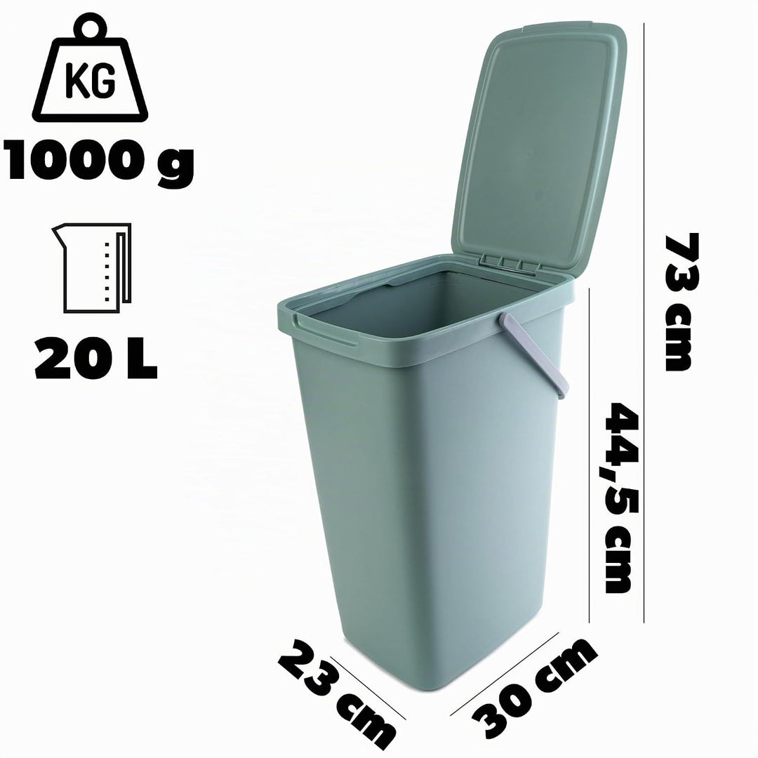 KADAX Abfallbehälter 20L, 3er Set, Abfalleimer aus Plastik mit Deckel und Griff, Mülleimer für Müllt