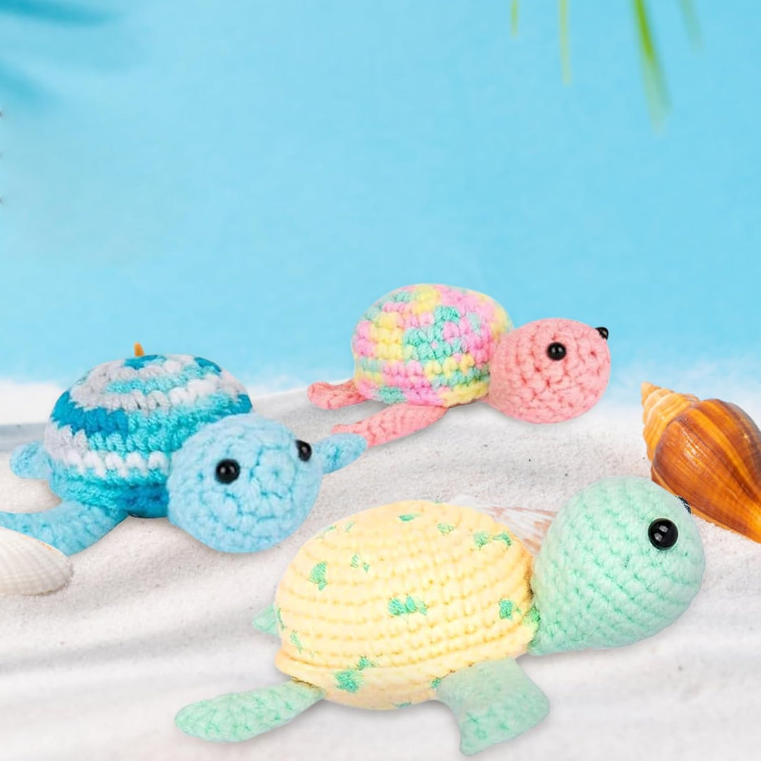 UXORSN Häkelset für Anfänger 3 Stück Schildkröte Häkel Set für Erwachsene Häckeln Stricken DIY Croch