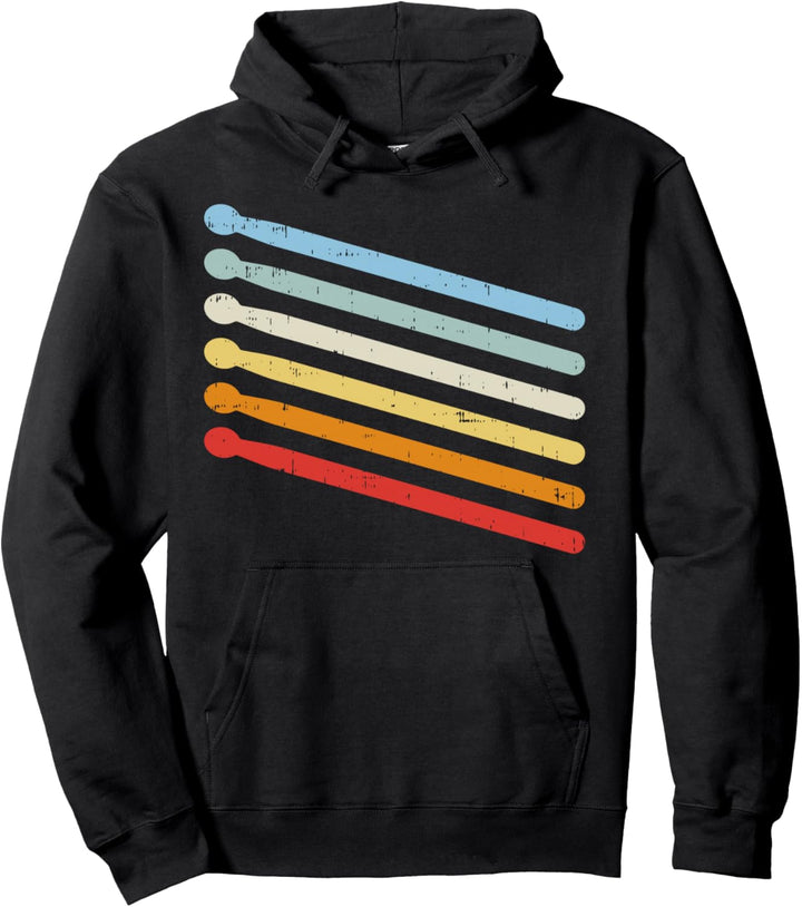 Drumsticks Retro Drums Drumming Rock Music Band Drummer Gift Pullover Hoodie