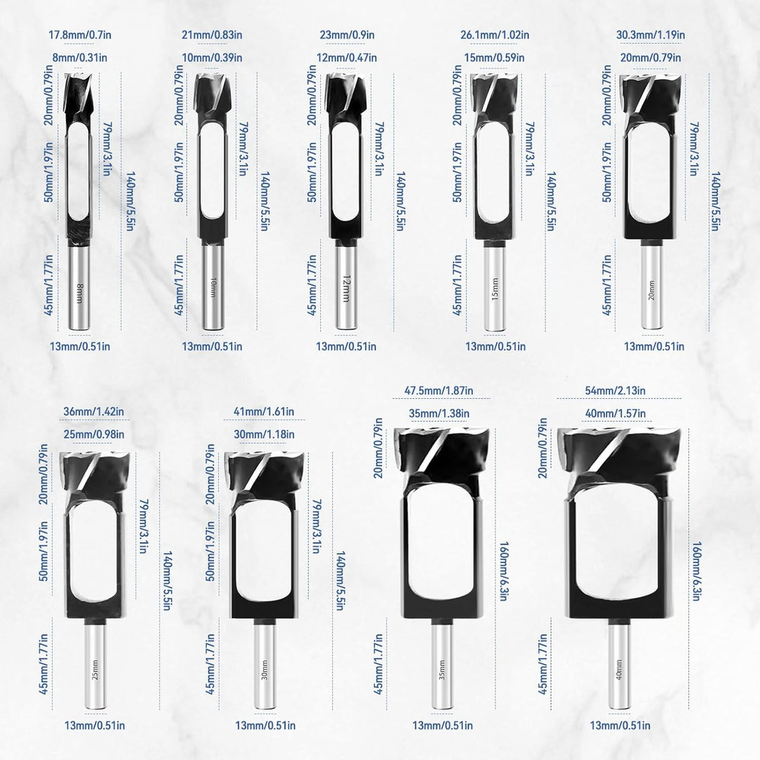 Tiefer Zapfenbohrer für Tischlerarbeiten, 8mm 10mm 12mm 15mm 20mm 25mm 30mm 35mm 40mm Holzdübellochs