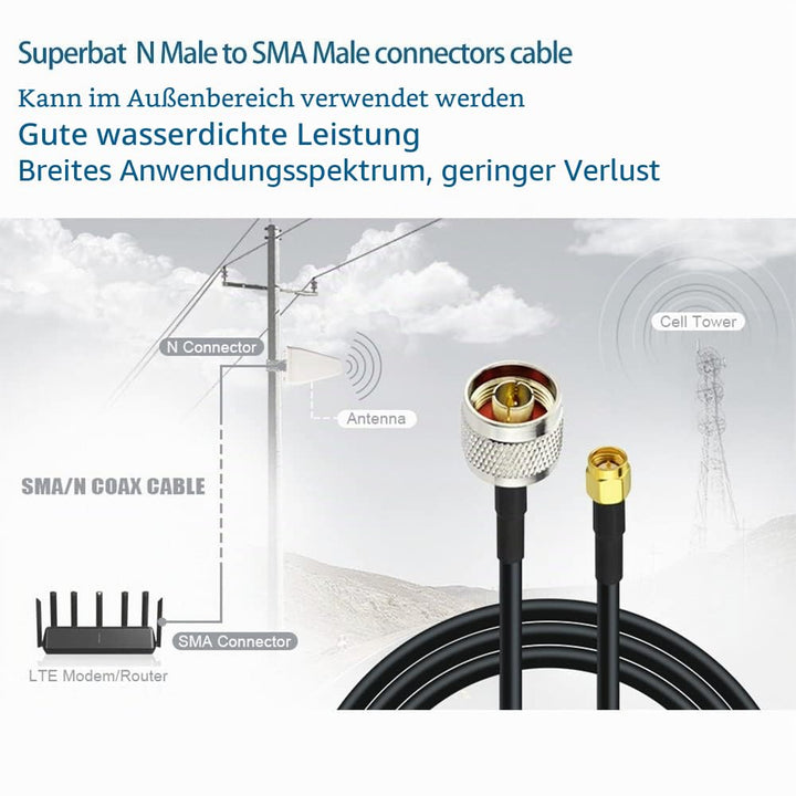 Superbat CB Funk Kabel SMA Kabel N Stecker auf SMA Stecker Low Loss mit Wetterfeste Steckverbinder R