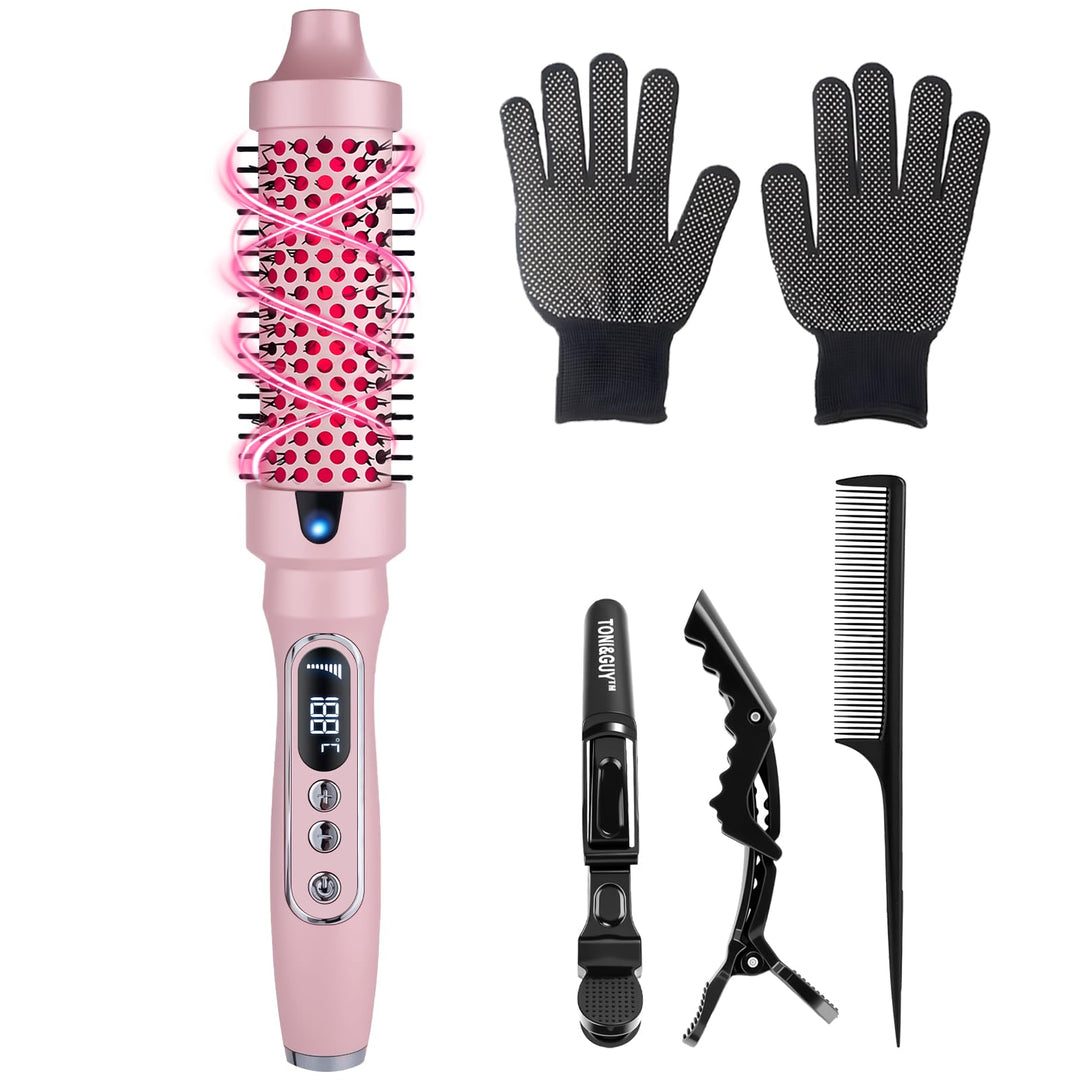 38mm Wärmebürste Thermobürste, 3 in 1 LCD 110-210℃Heated Round Thermal Brush,Lockenbürste für Lose L