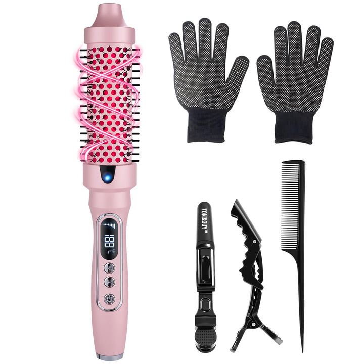 38mm Wärmebürste Thermobürste, 3 in 1 LCD 110-210℃Heated Round Thermal Brush,Lockenbürste für Lose L