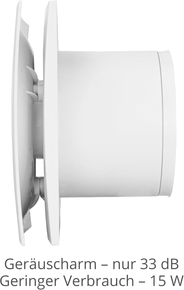 Turbionaire RING 150 SW Badlüfter, 150 mm, Weiss, Doppelte Ansaugung, Wasserdicht, Mit Rückschlagkla