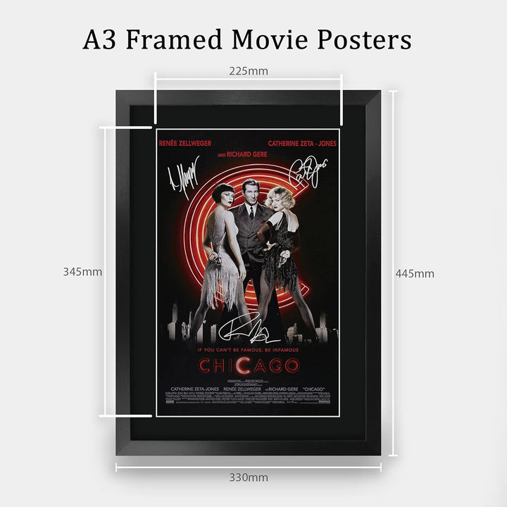 HWC Trading FR A3 Chicago Renée Zellweger, Catherine Zeta-Jones Geschenke Geduckter Poster Signierte