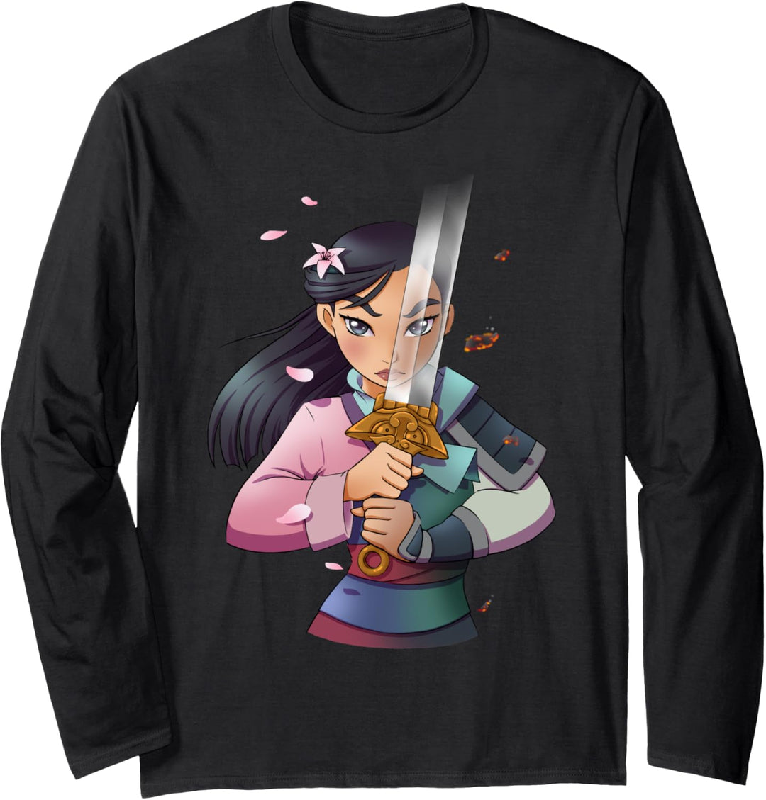 Disney Mulan Anime Style Split Portrait Langarmshirt