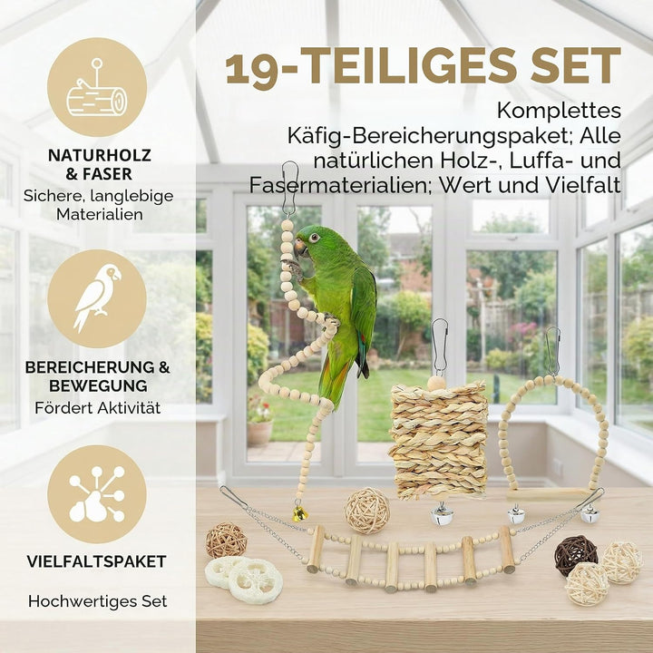 Vogel Spielzeug Käfig Papageien Spielzeug Natur 19 Stück Vogelspielzeug Hängend Vogel zubehör Hängem