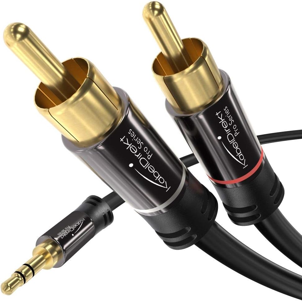KabelDirekt - 3.5mm 2 Cinch Y Kabel - 3m - (3.5mm > 2 RCA, Klinke auf Cinch) - PRO Series &amp; Optische