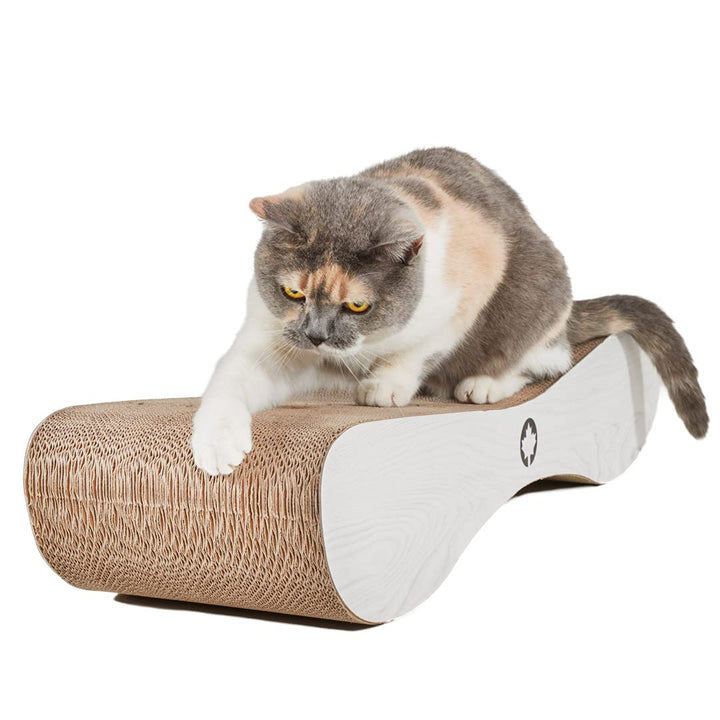 CanadianCat Company | XXL Kratzpappe Lounge | weissgraue Holzoptik | Kratzmöbel, Kratzbrett | Katzen