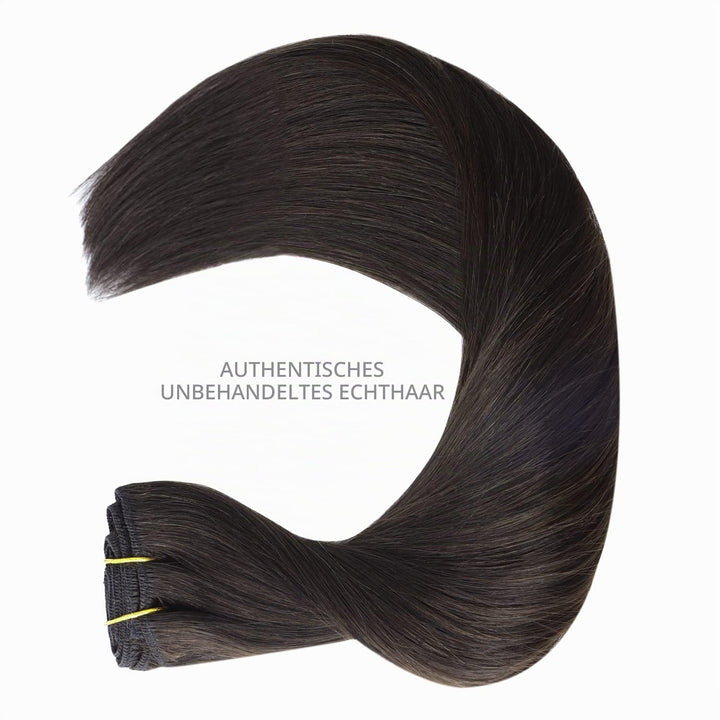 WENNALIFE Clip in Extensions Echthaar, 70g 7pcs 45cm Dunkel Braun Echthaar Extensions Clip in Remy C