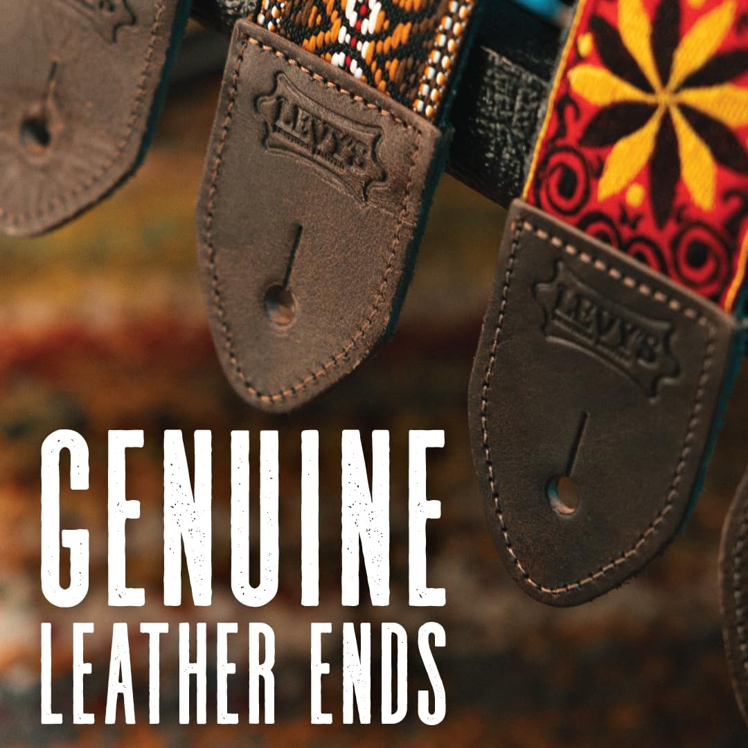 Levy's Leathers M8HTV-20 Vintage-Gitarrengurt mit Leder-Rückseite, Jacquard-Gewebe, 5,1 cm, M8HTV-20