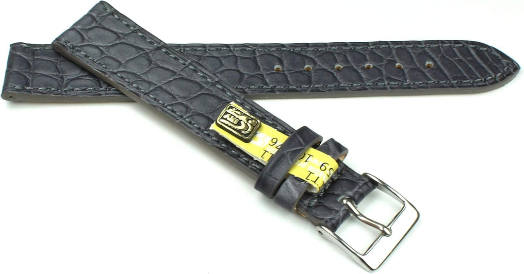 18mm XL Echt Alligator Klassik handgemacht in Deutschland Uhrenarmband Grau
